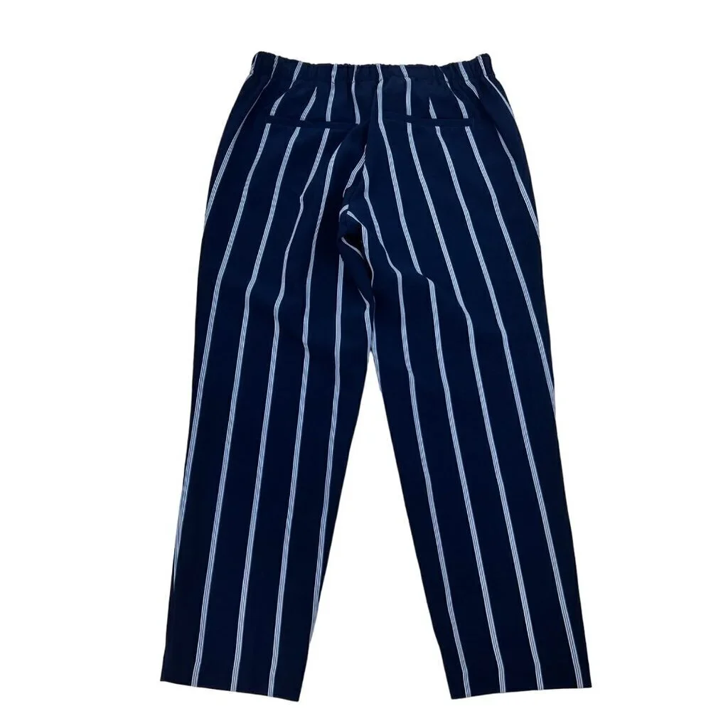 Old Navy Cropped Pull On Women’s Blue/White Striped Dress Pants Size 6 - Picture 5 of 8